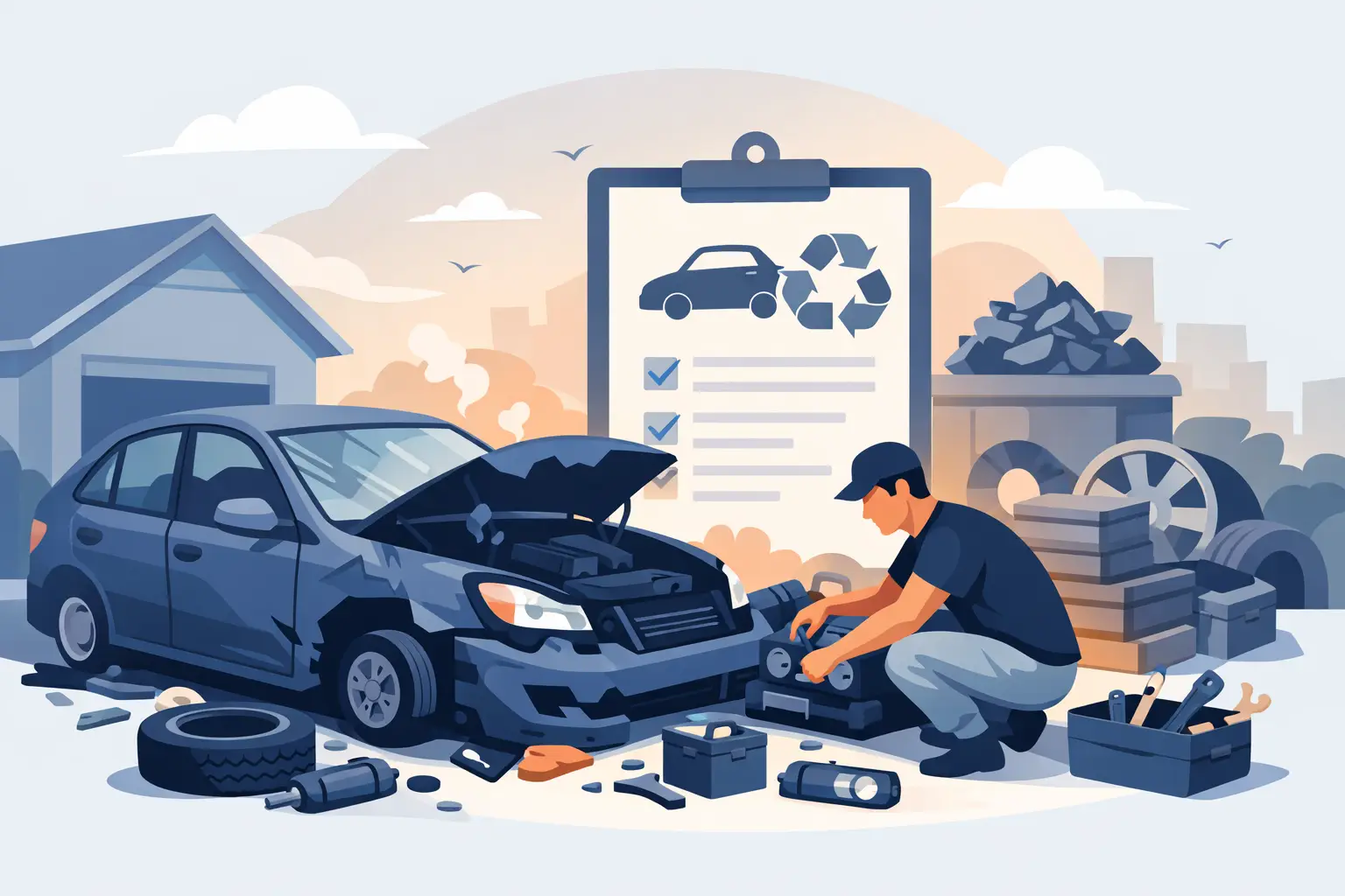 How to Scrap Broken Car Without Towing